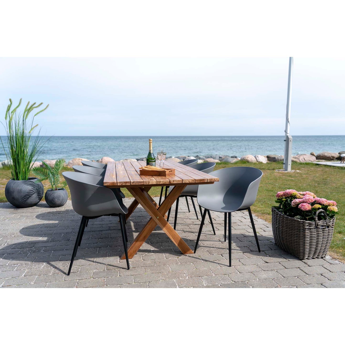 Design Stuhl 2er Set DAVOS grau Schalensitz