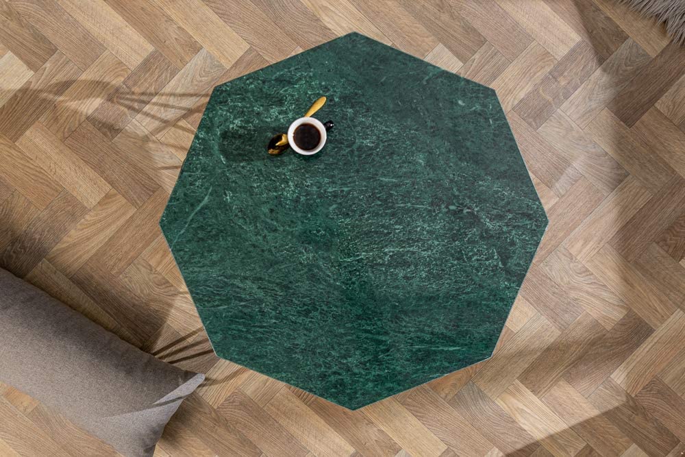 Exklusiver Couchtisch BIJOUX ca.70cm grün Marmor Metallgestell
