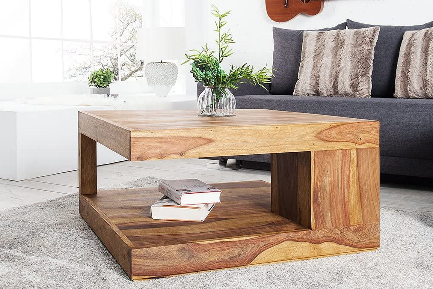Puristischer Couchtisch SHIVA ca.80x80cm massiv Palisander