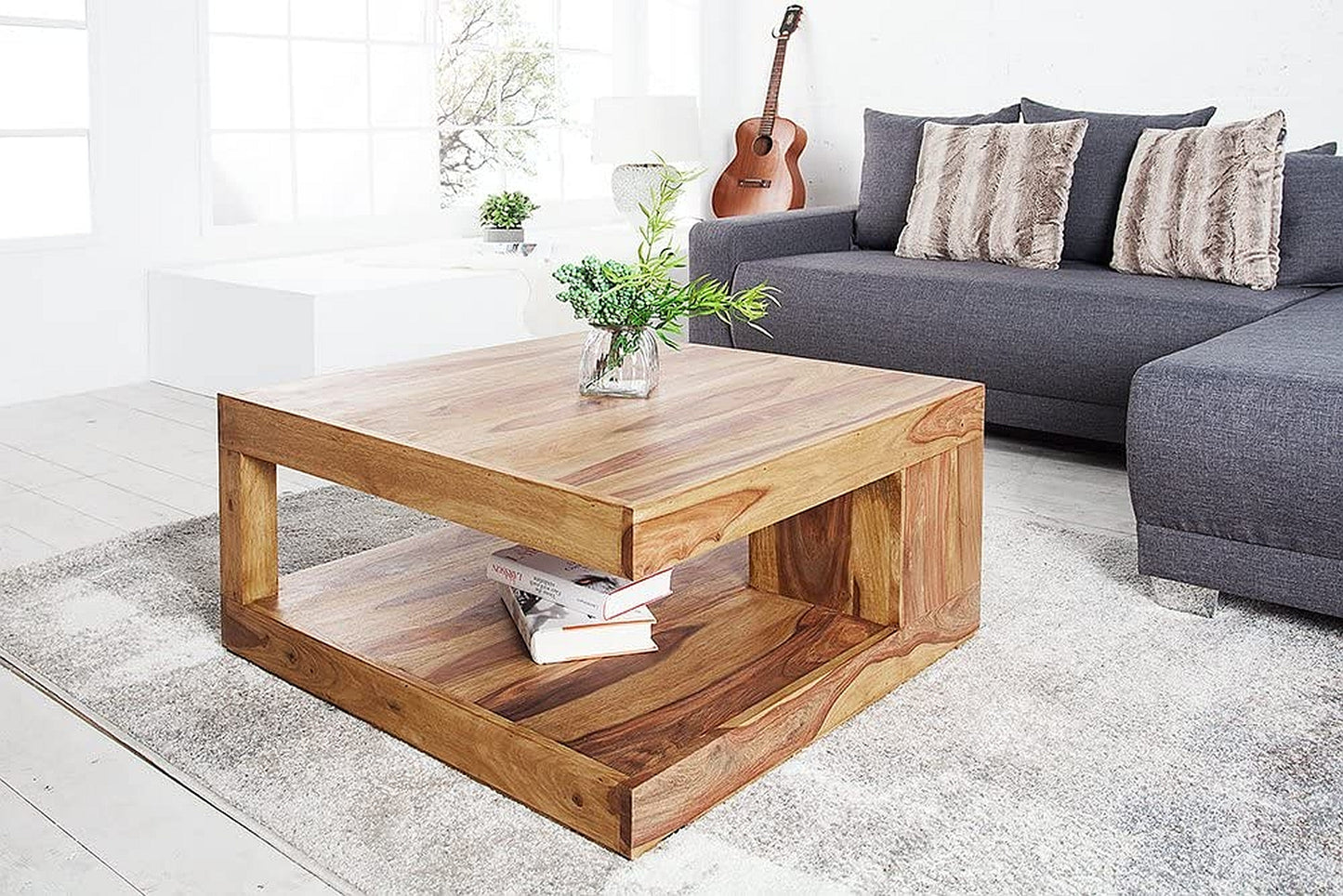 Puristischer Couchtisch SHIVA ca.80x80cm massiv Palisander