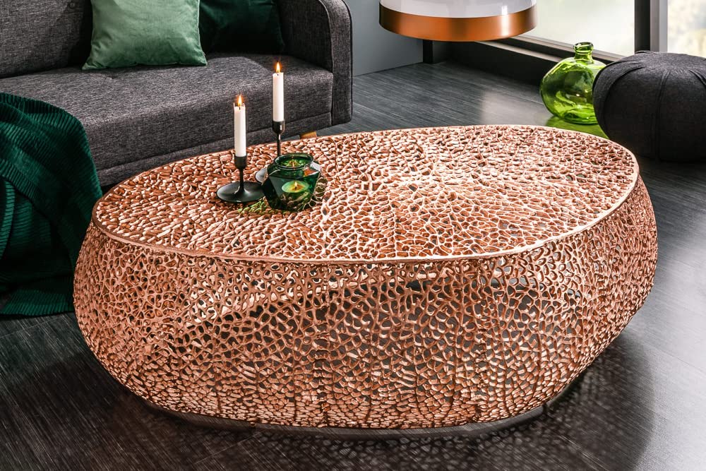 Extravaganter Couchtisch RIXOS ca.120cm Metall kupfer Handarbeit