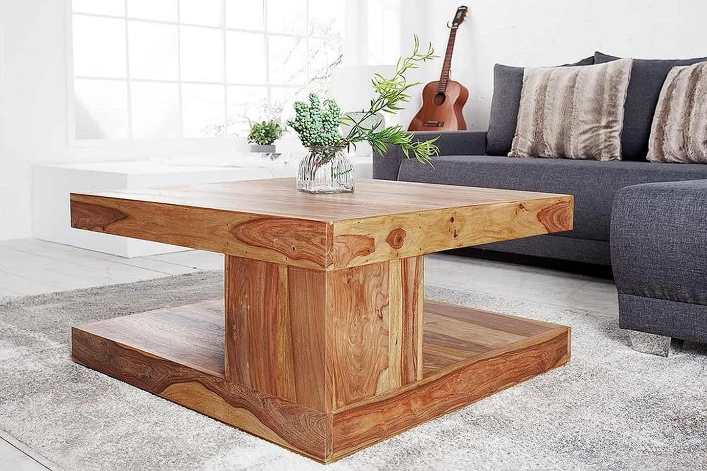 Puristischer Couchtisch SHIVA ca.80x80cm massiv Palisander