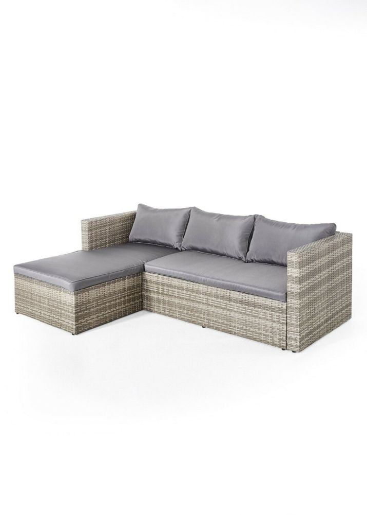 Polyrattan Sitzgruppe KADAR grau beige inkl. Kissen