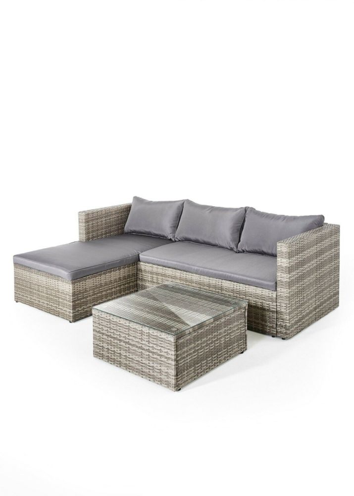 Polyrattan Sitzgruppe KADAR grau beige inkl. Kissen