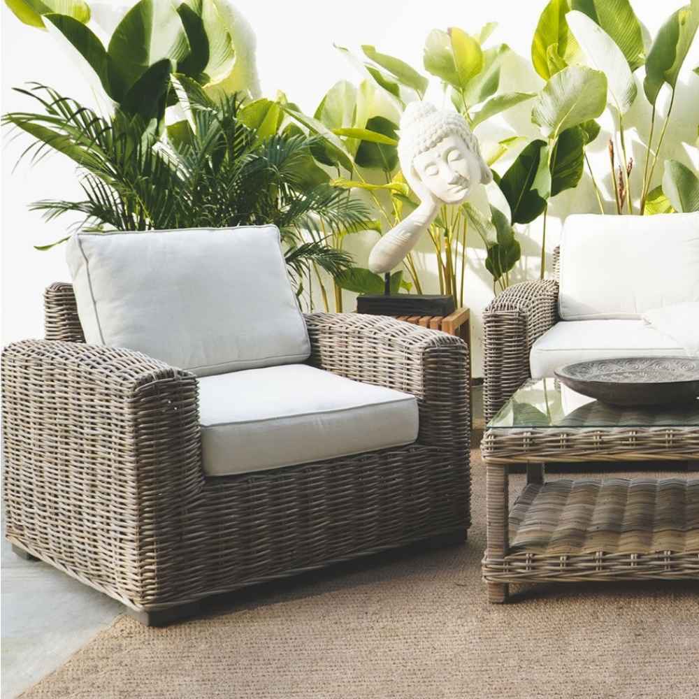 Lounge Sessel LIVING Rattan in Kubu Grey ca. B90cm
