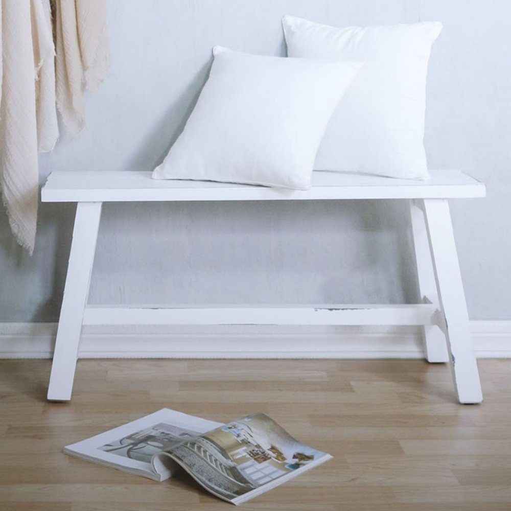 Massivholz Sitzbank RANCH Antik-Weiß Mahagoni ca. L90cm