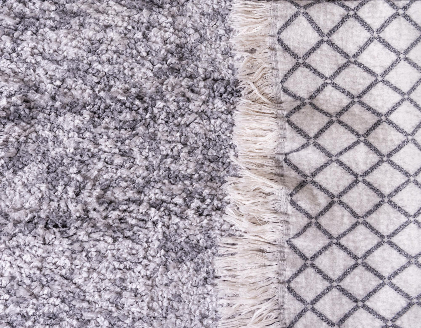 Teppich High Shaggy Läufer Grau 80x250 cm