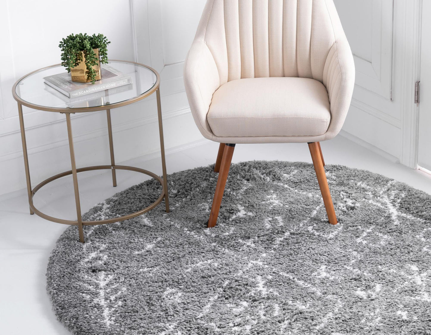 Teppich MARA Shaggy Rund Grau 150x150 cm