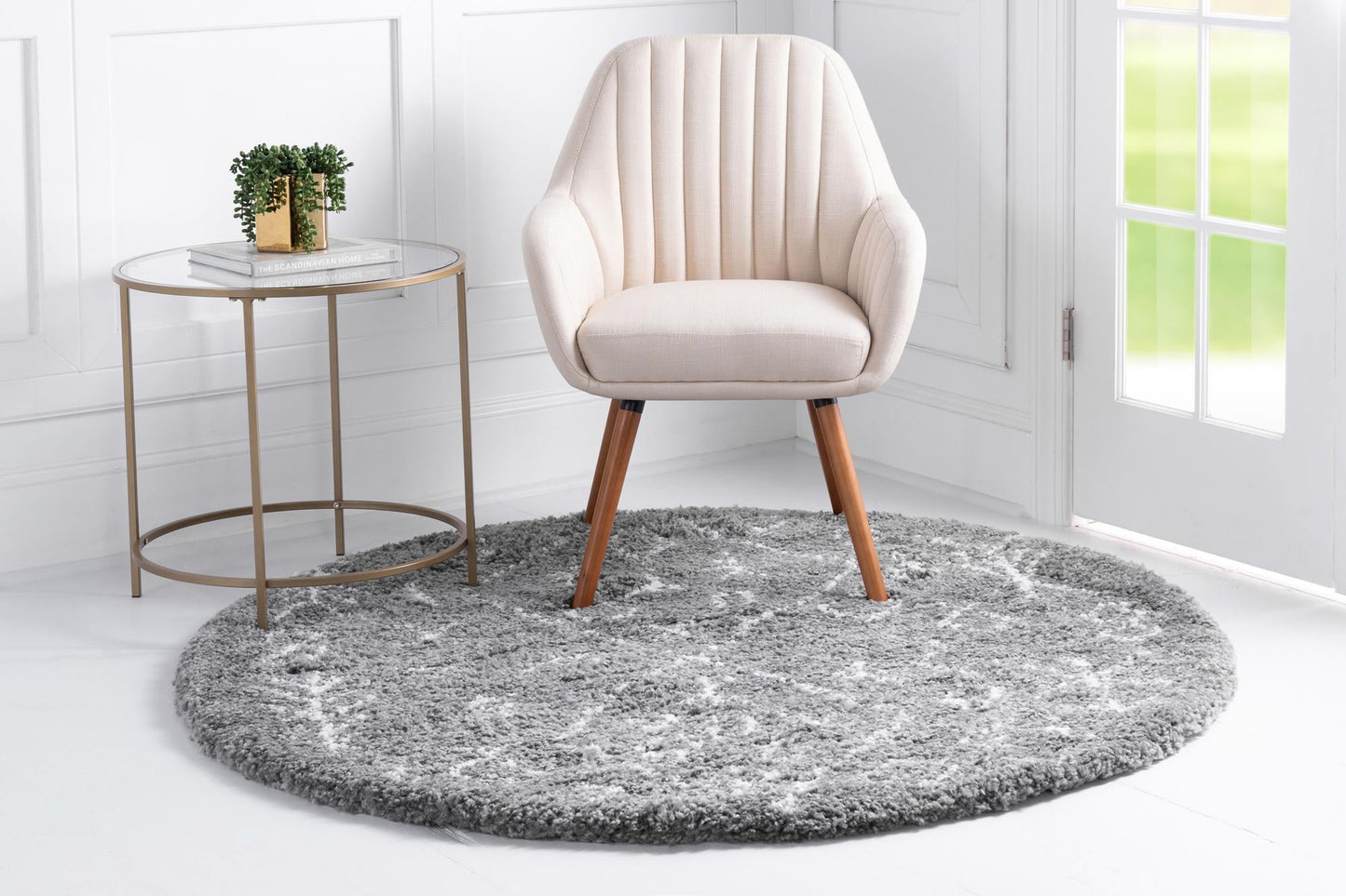 Teppich MARA Shaggy Rund Grau 150x150 cm
