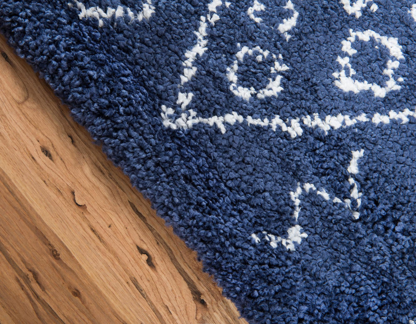 Teppich MARA Shaggy Läufer Marineblau 80x305 cm