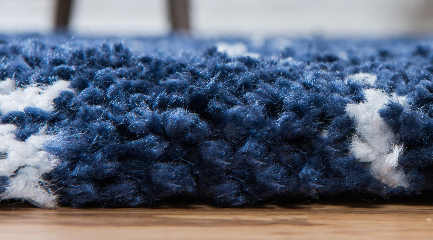 Teppich MARA Shaggy Läufer Marineblau 80x185 cm