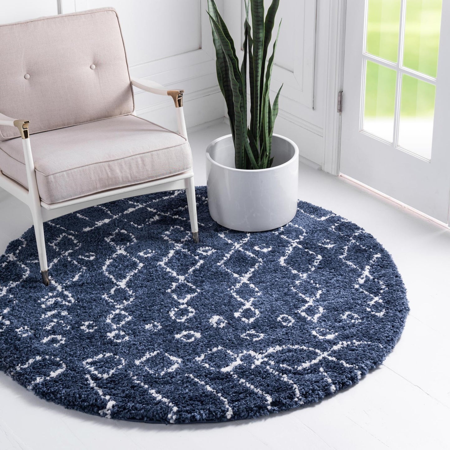 Teppich "MARA Shaggy" Rund Marineblau 150x150 cm