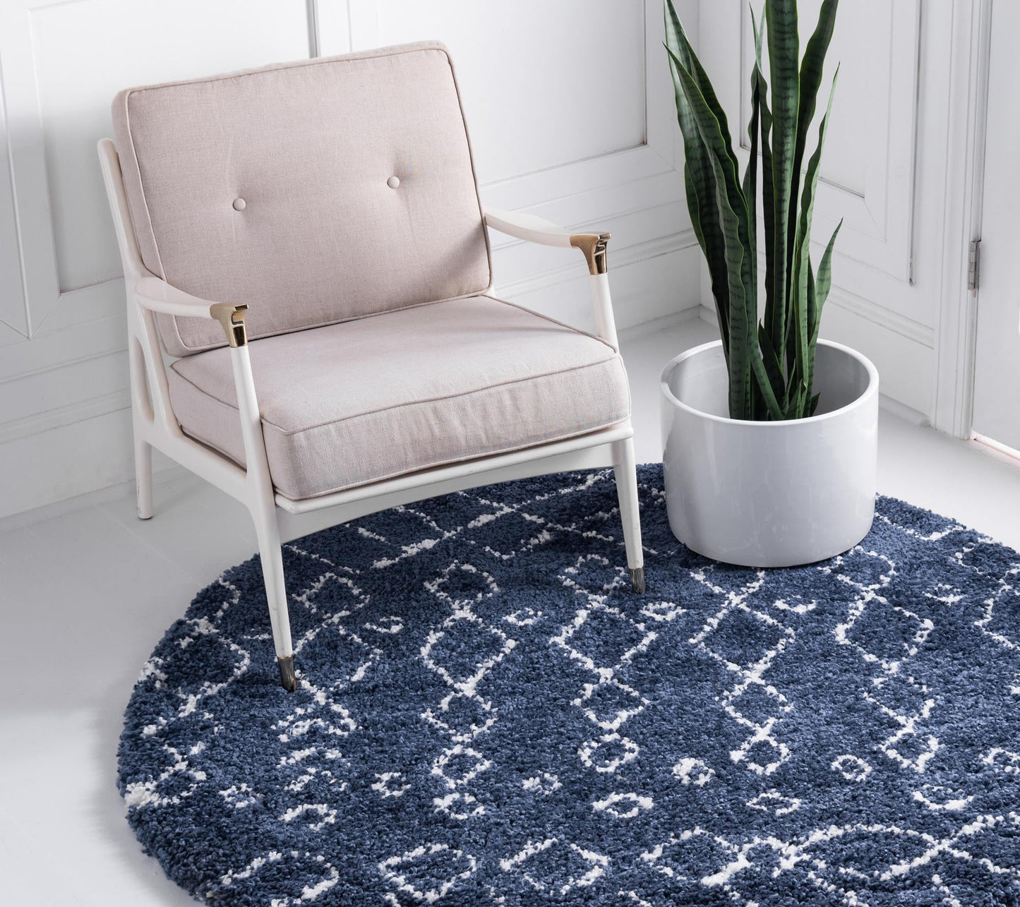 Teppich "MARA Shaggy" Rund Marineblau 150x150 cm