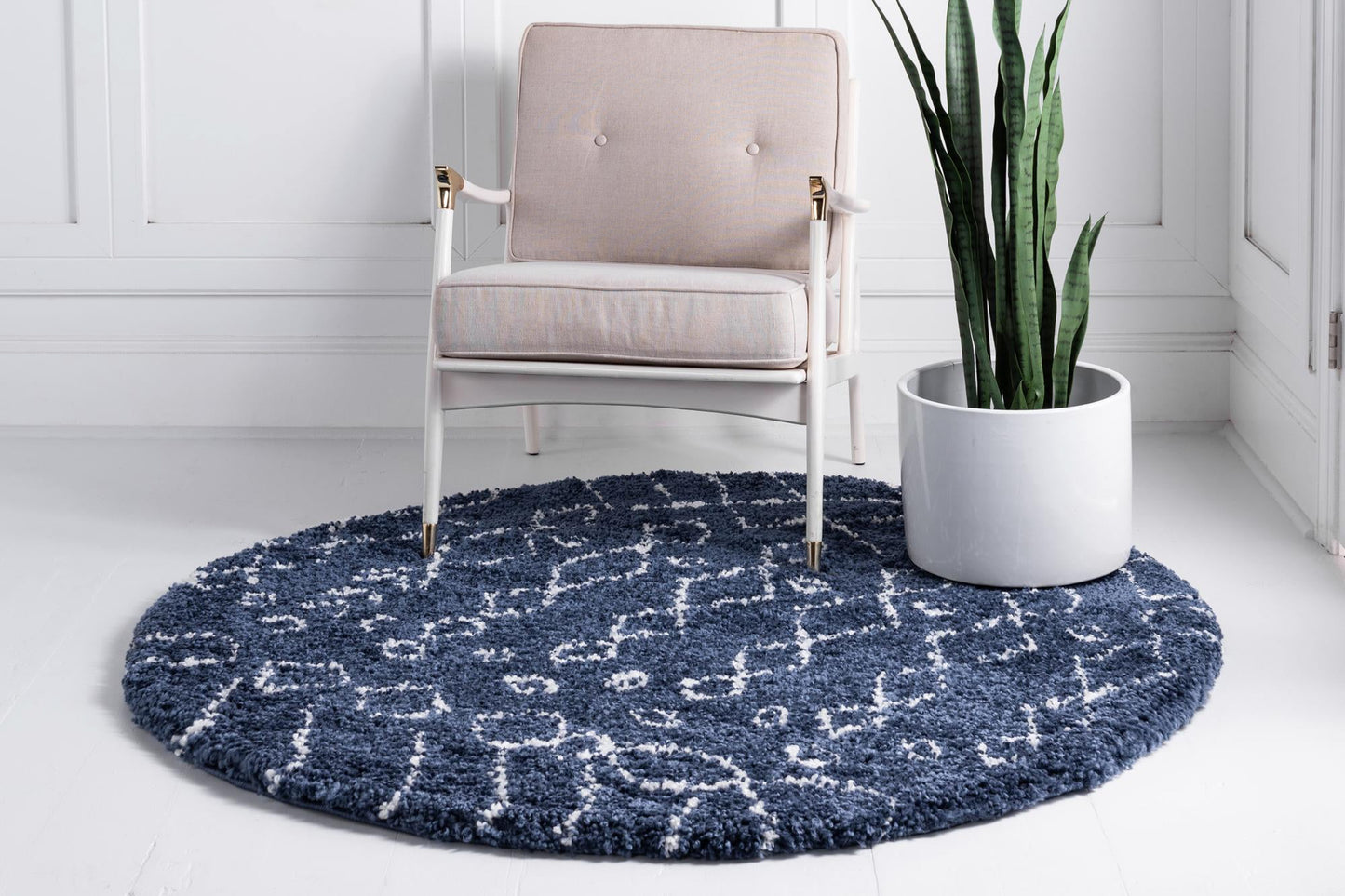 Teppich "MARA Shaggy" Rund Marineblau 150x150 cm