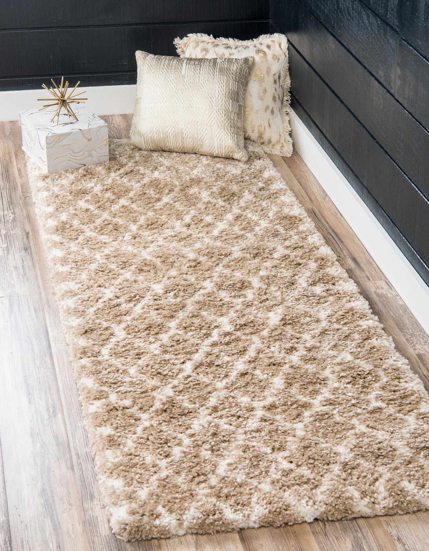 Teppich "MARA Shaggy" Läufer Beige-Grau 80x185 cm