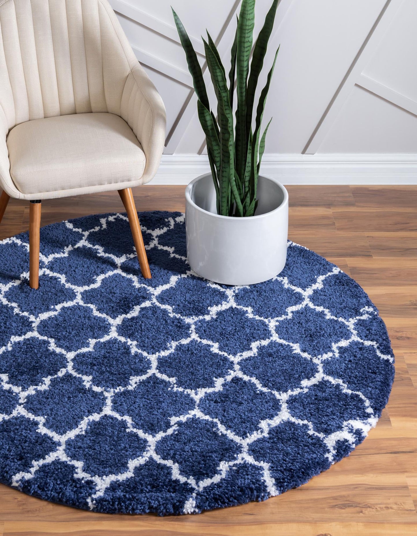 Teppich "MARA Shaggy" Rund Ultra-Marineblau 150x150 cm