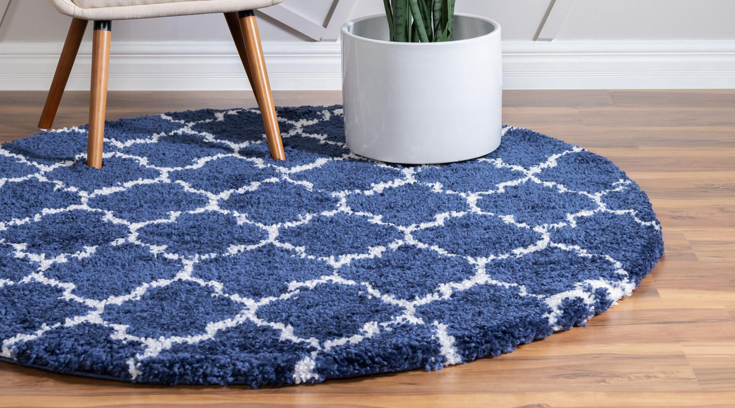 Teppich "MARA Shaggy" Rund Ultra-Marineblau 150x150 cm