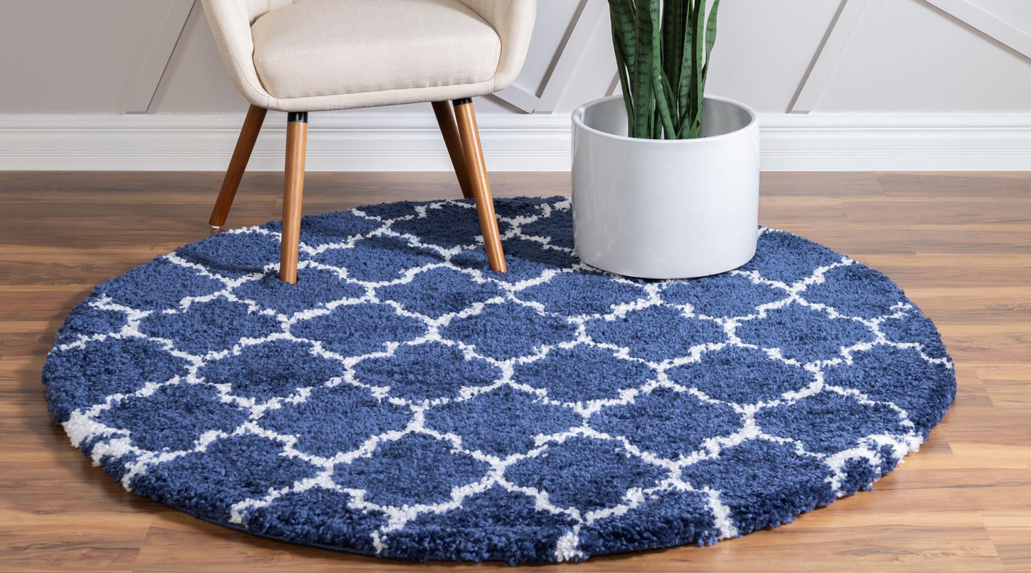 Teppich "MARA Shaggy" Rund Ultra-Marineblau 150x150 cm