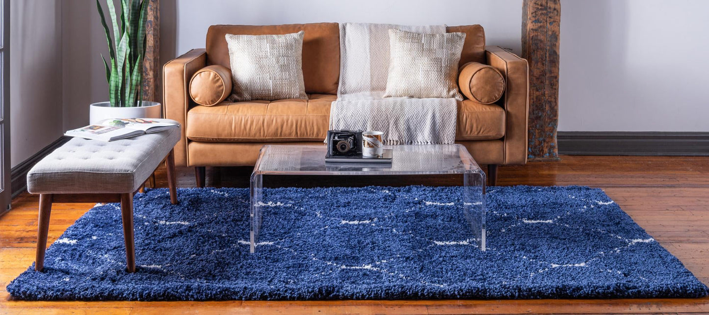 Teppich MARA Shaggy Rechteckig Dunkel-Marineblau 150x245 cm