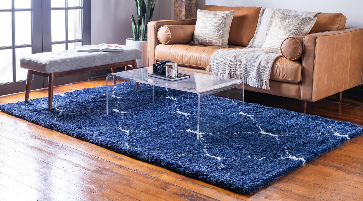 Teppich MARA Shaggy Rechteckig Dunkel-Marineblau 150x245 cm