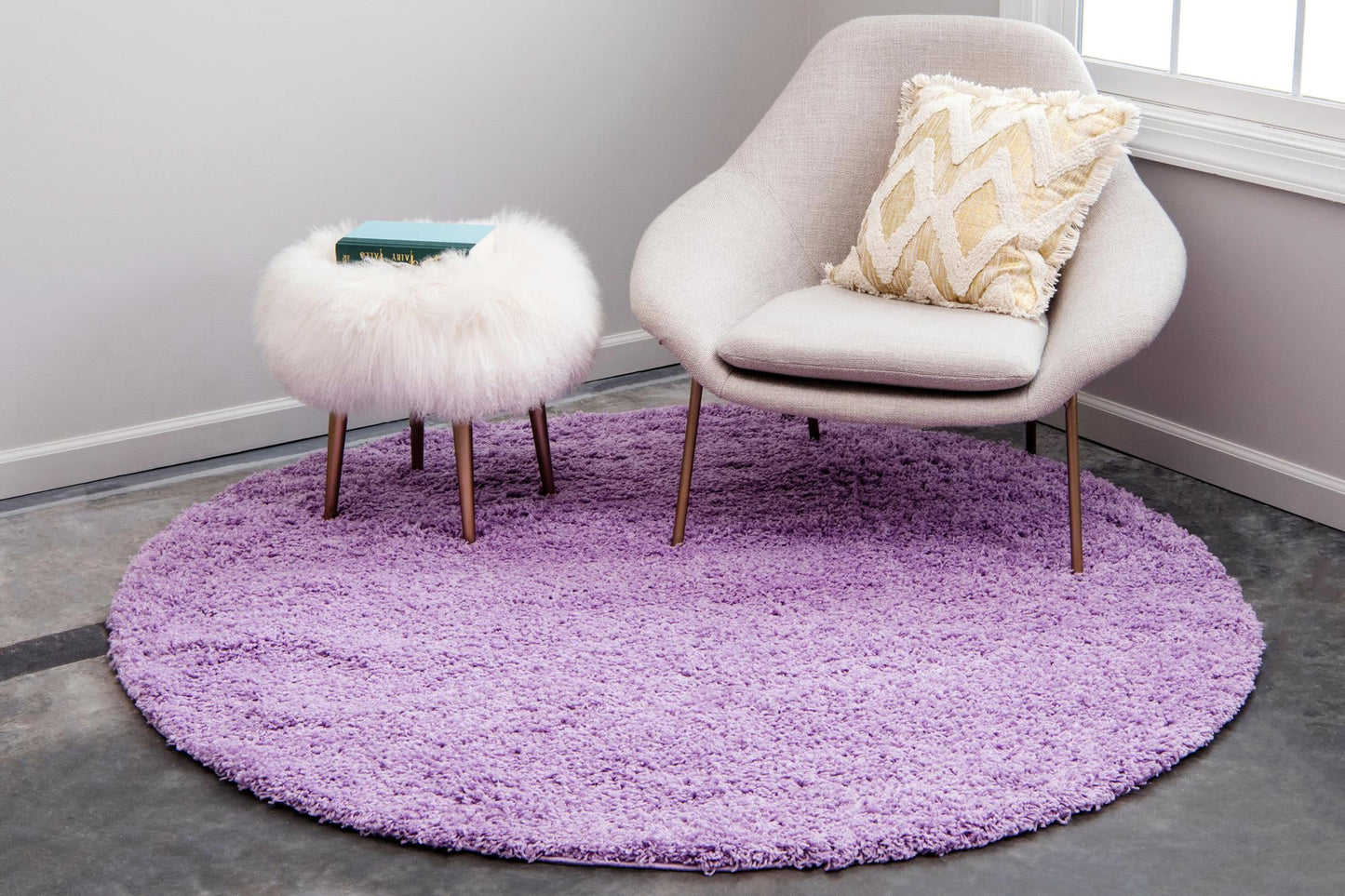 Teppich "HIGH-FLOR" Rund Lila 120x120 cm