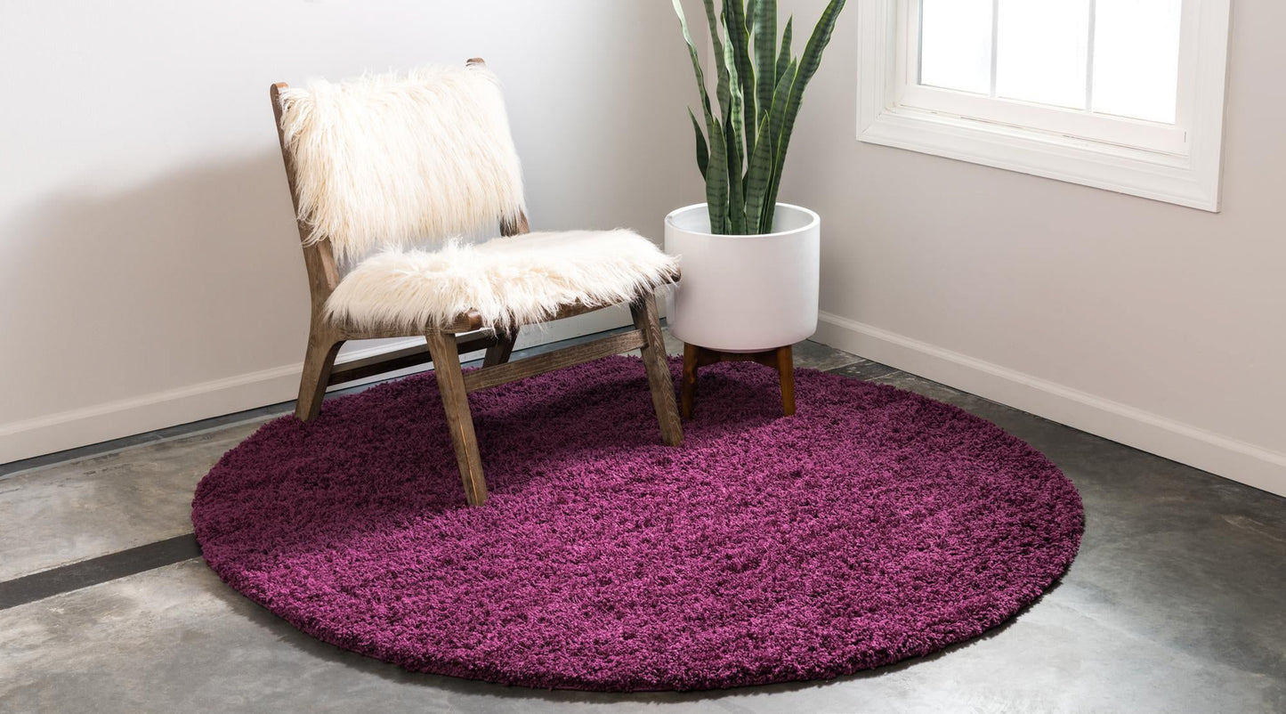 Teppich "HIGH-FLOR" Rund Aubergine Lila 120x120 cm