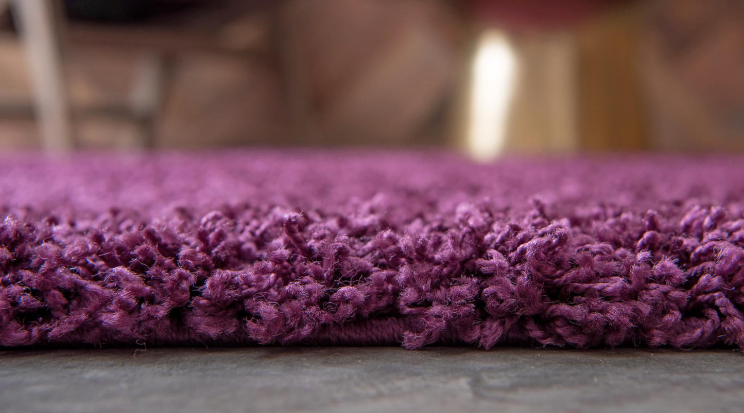 Teppich "HIGH-FLOR" Rund Aubergine Lila 120x120 cm