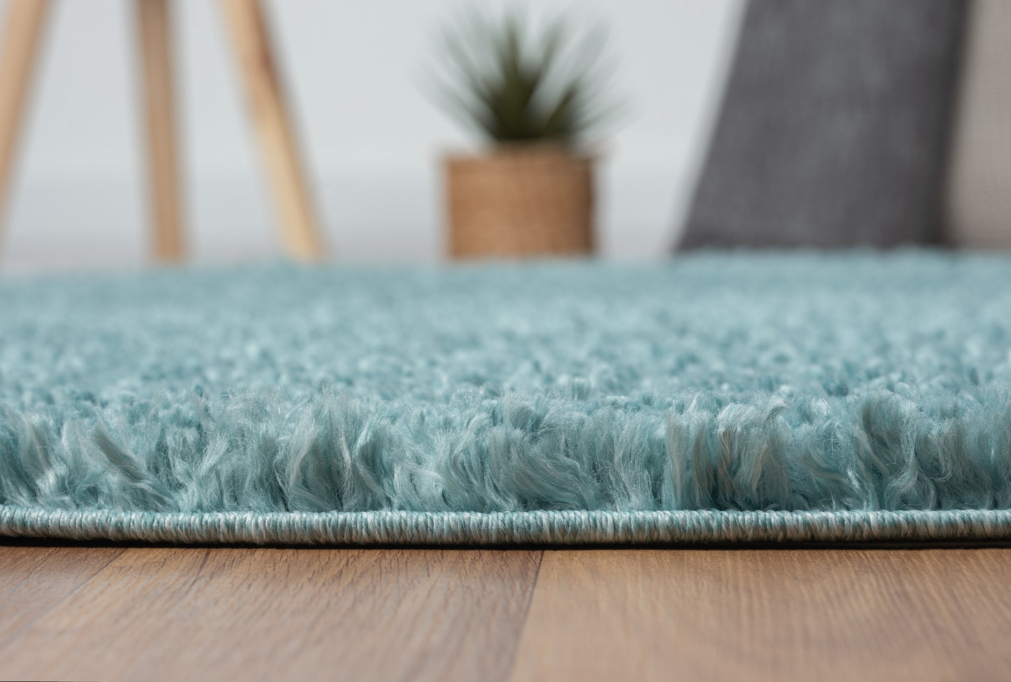 Hochflor Teppich SHAGGY hellblau rund diverse Größen