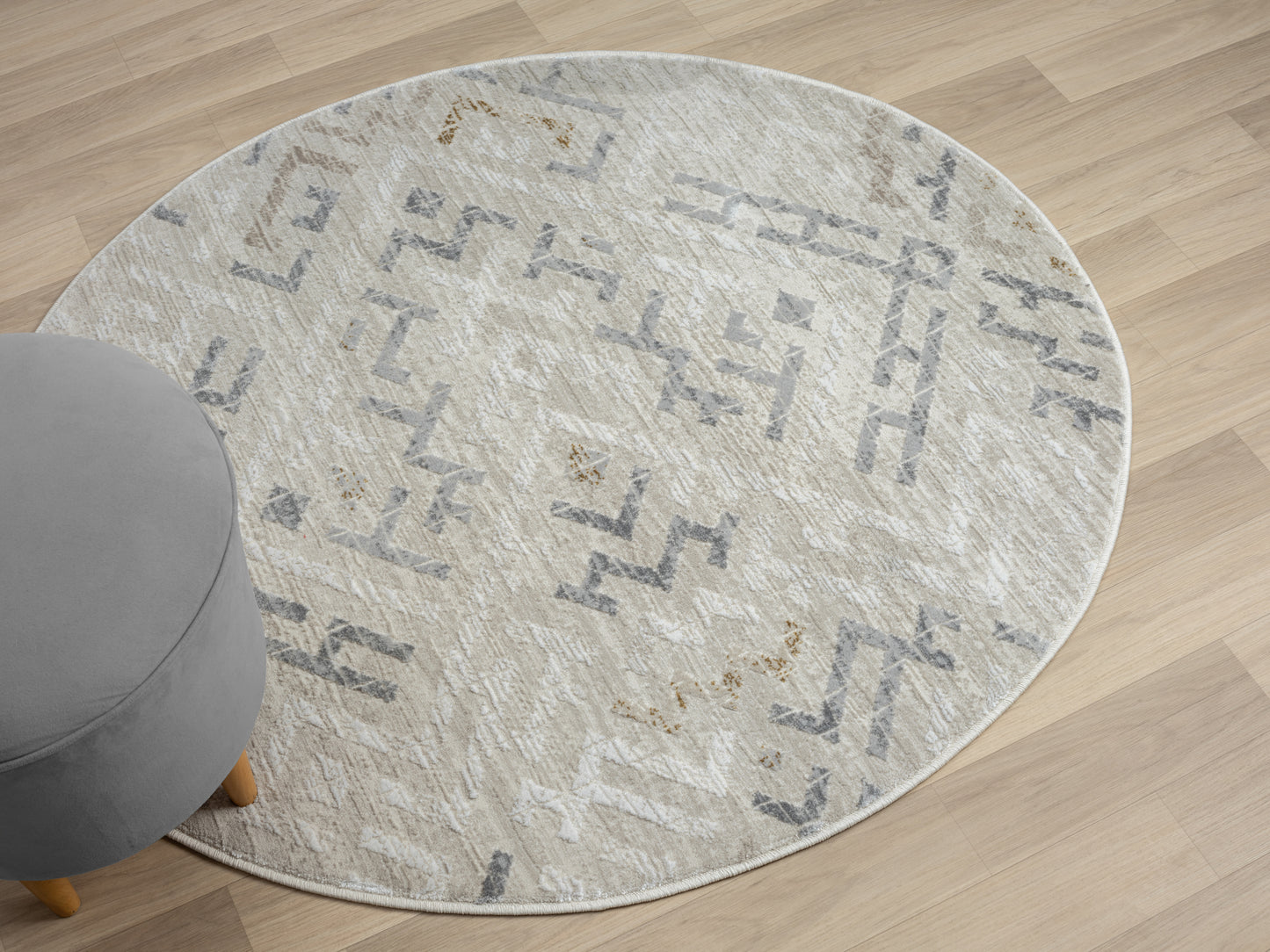 Teppich TURA rund  Creme-Grau  120 x 120 cm
