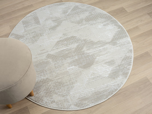 Teppich VIDA rund Creme-Grau 120 x 120 cm