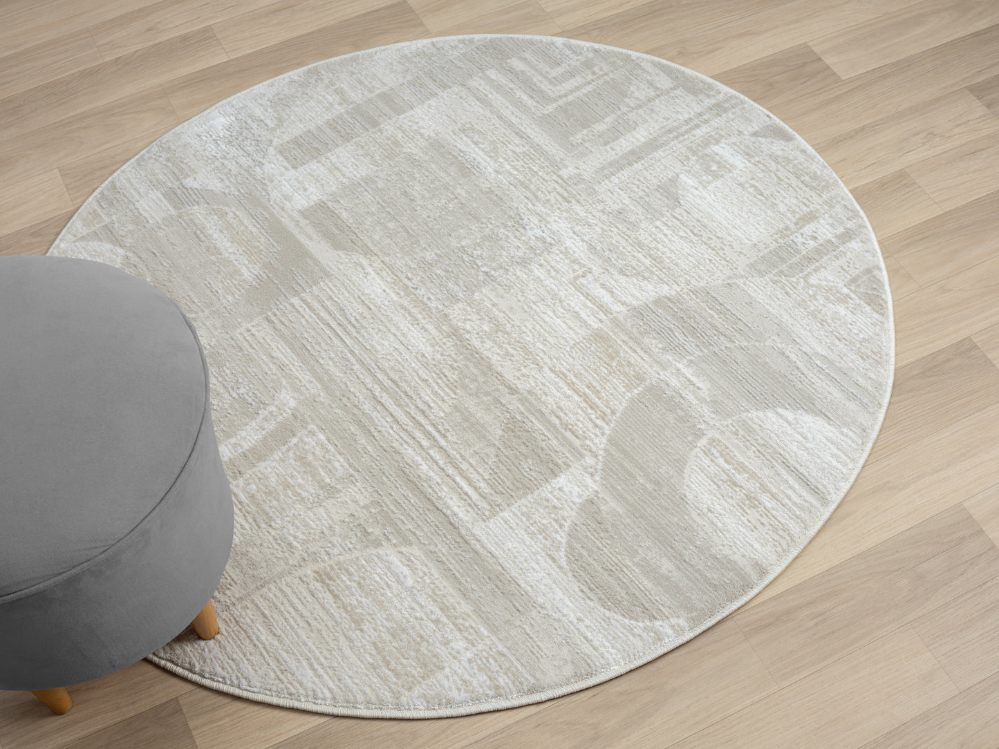 Teppich CERCHIO rund Creme-Grau 120 x 120 cm