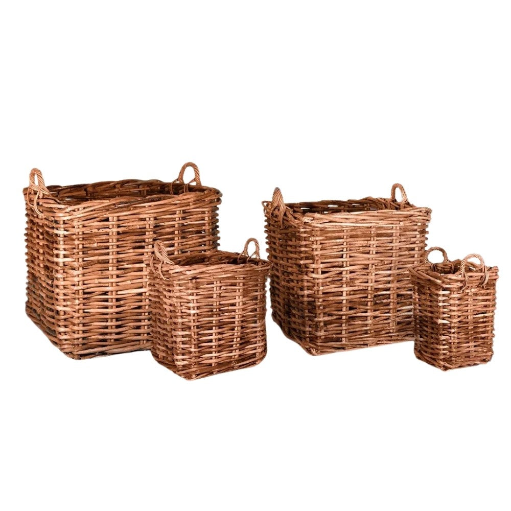 Dickes CL Rattan Korb CESTINO natural 40x40cm Griffe Pflanzkorb