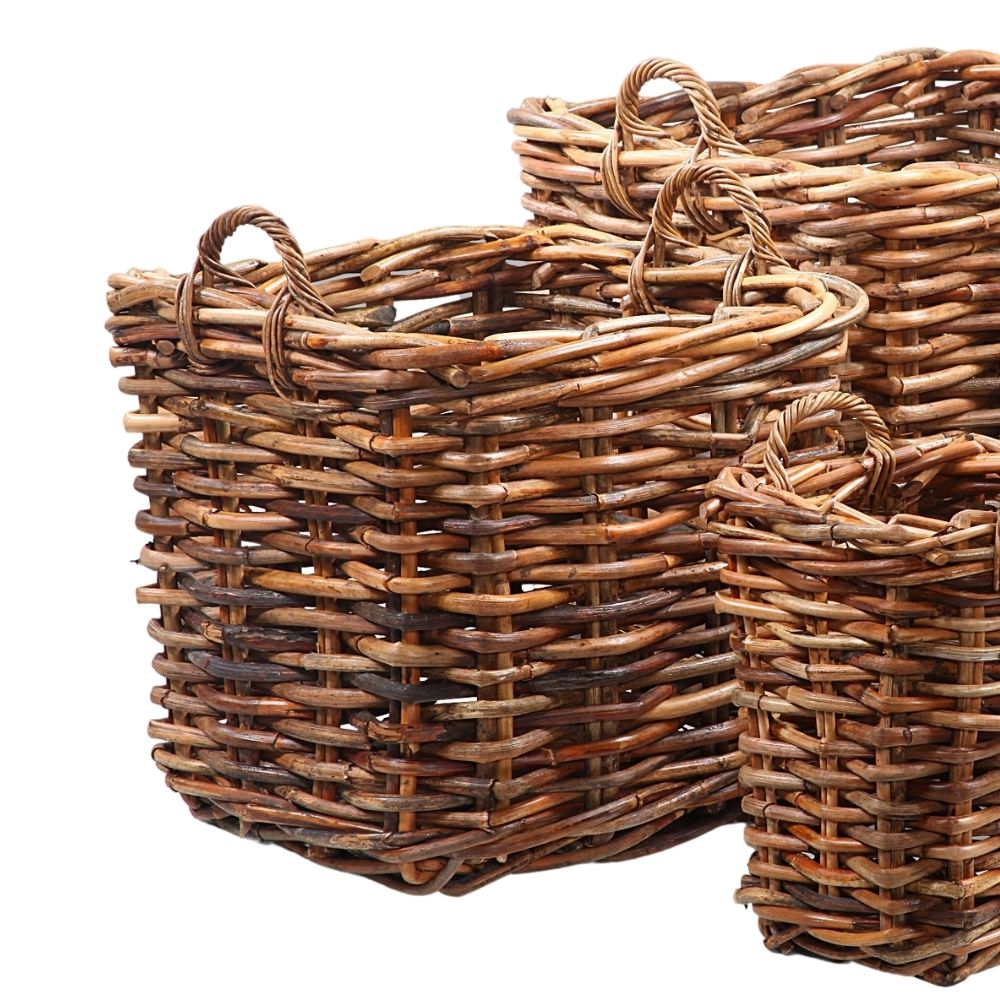 Dickes CL Rattan Korb CESTINO natural 40x40cm Griffe Pflanzkorb