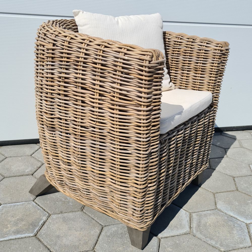 Gemütlicher Rattan Sessel CIRCLE Natural Grey