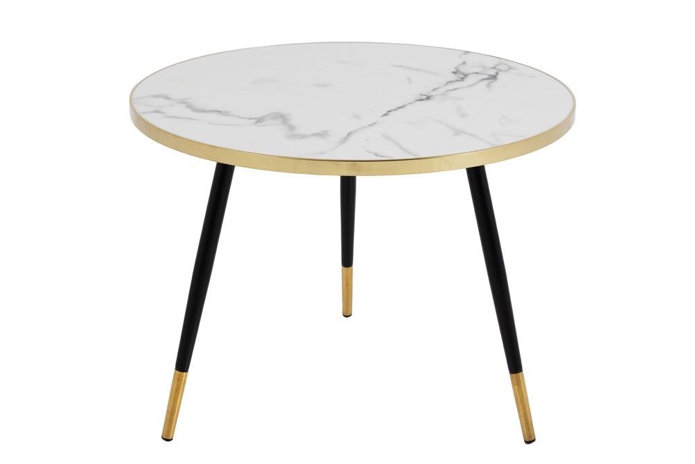 Eleganter Couchtisch ROMA 60cm weiss gold Marmor-Dekor