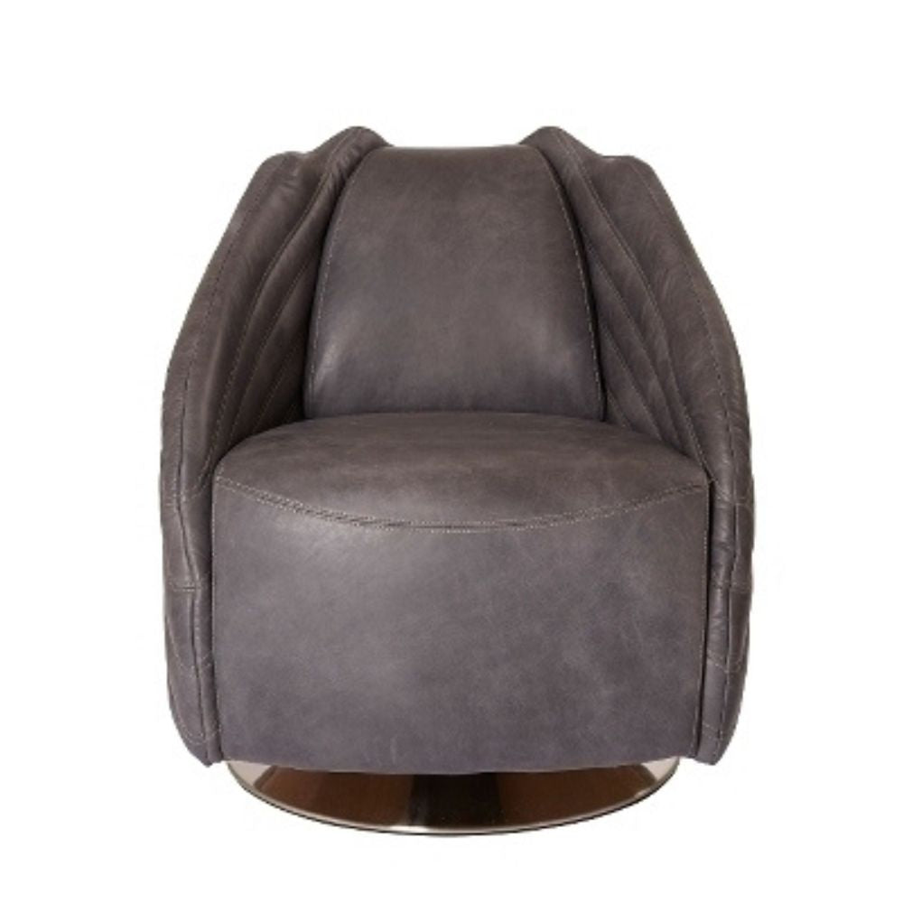 Premium Dreh-Ledersessel VEGAS vintage-grey Rindsleder