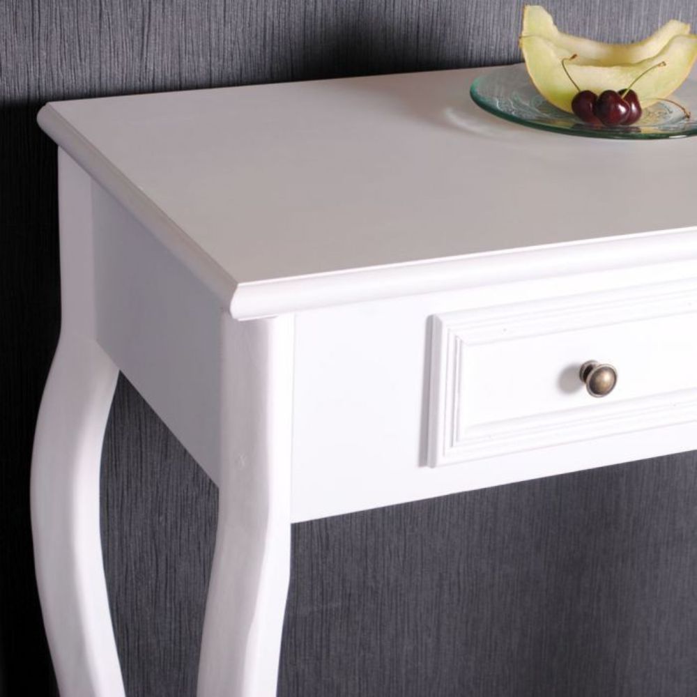 Landhaus Konsolentisch VALARIE 80cm weiss 2 Schubladen