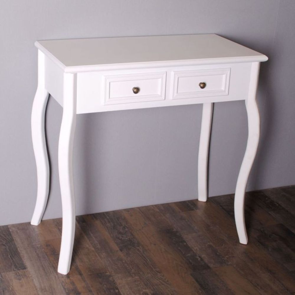 Landhaus Konsolentisch VALARIE 80cm weiss 2 Schubladen