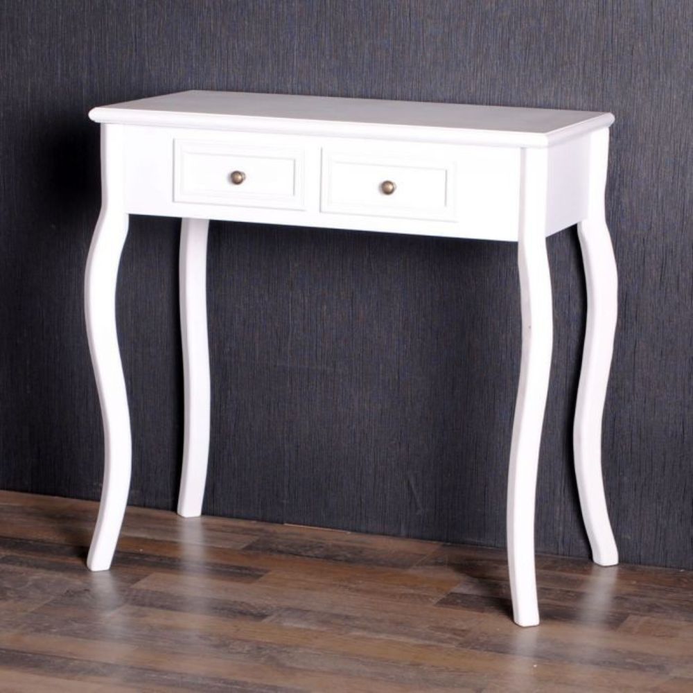 Landhaus Konsolentisch VALARIE 80cm weiss 2 Schubladen