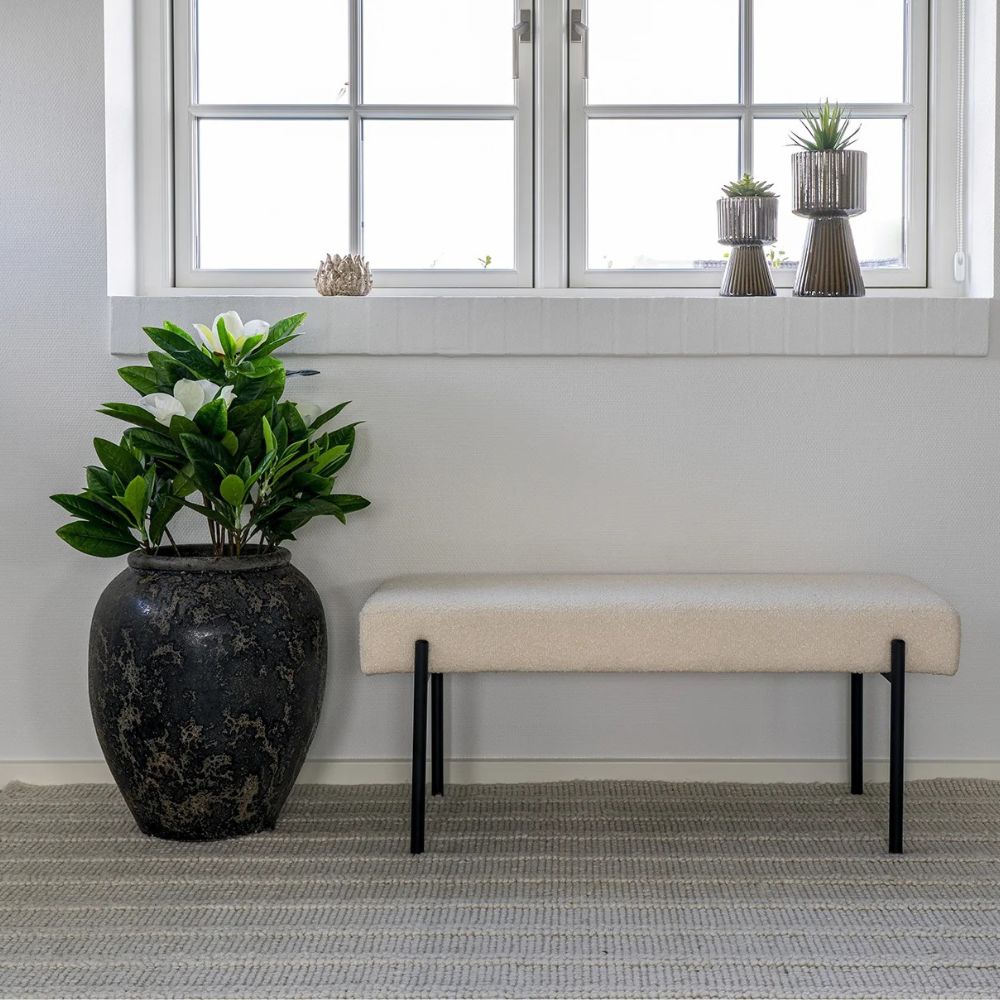 Design Sitzbank NORDIC 100cm weiss Bouclé – LebensWohnArt