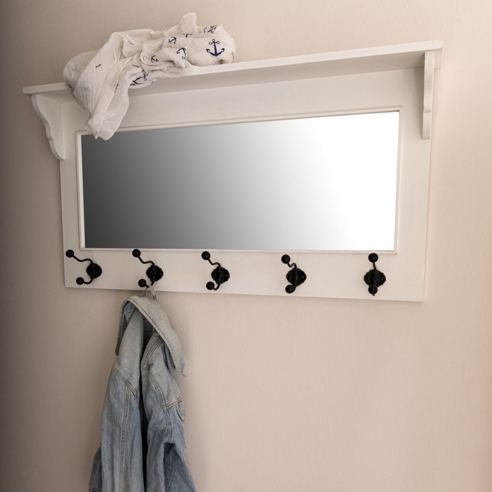 Landhaus Spiegelgarderobe LEA 95cm weiss Shabby-Chic