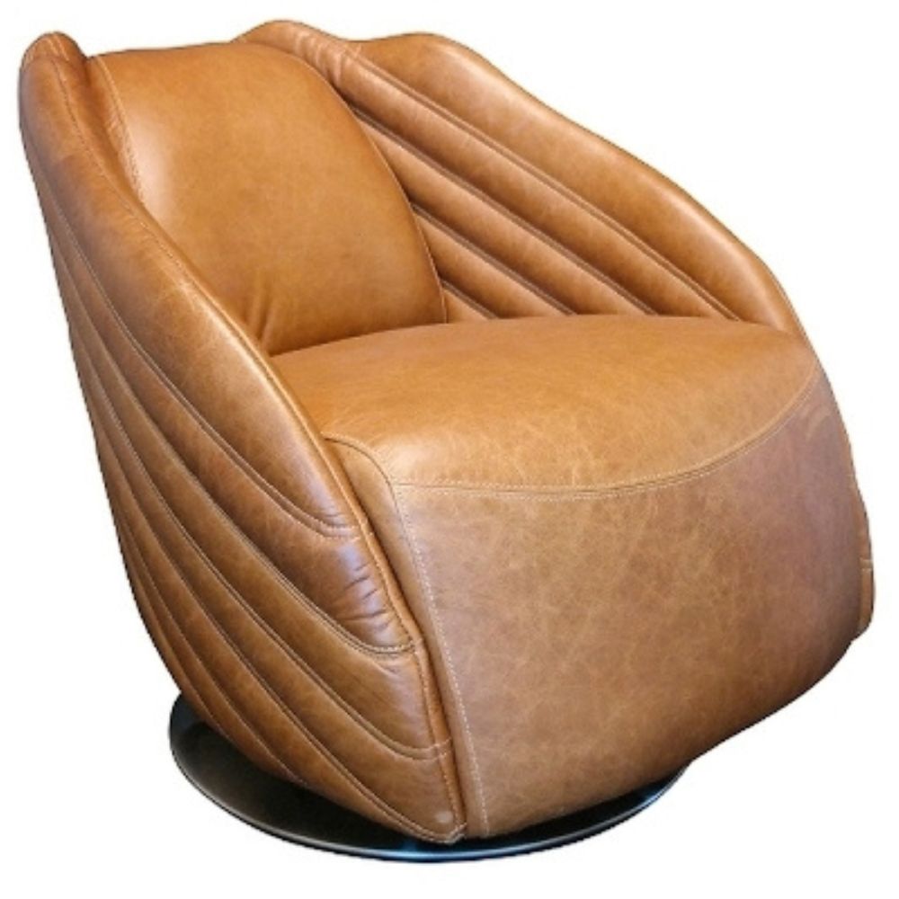 Premium Dreh-Ledersessel VEGAS vintage-brown Rindsleder