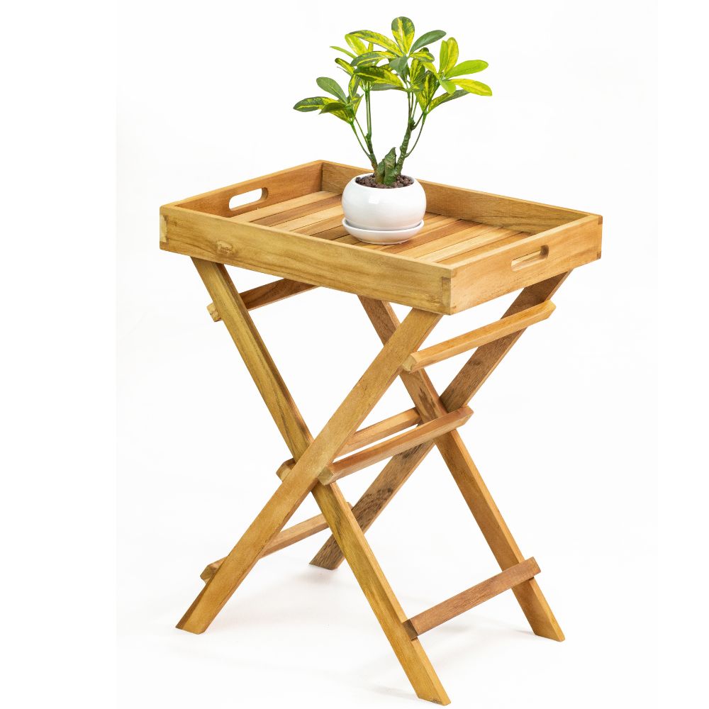 Teak Tablett-Tisch FLEX Natural ca. H50cm