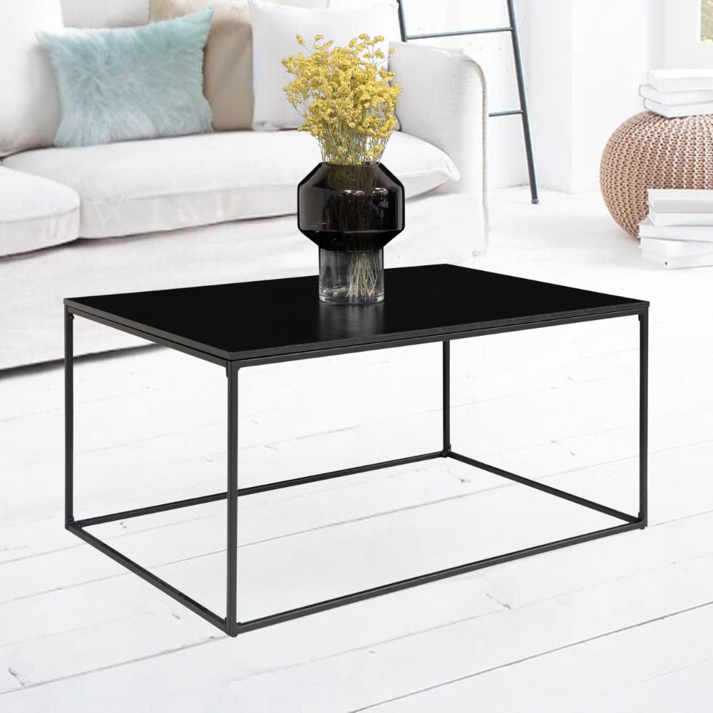 Design Couchtisch LEVEN schwarz ca. 60x90x45cm Retro-Stil