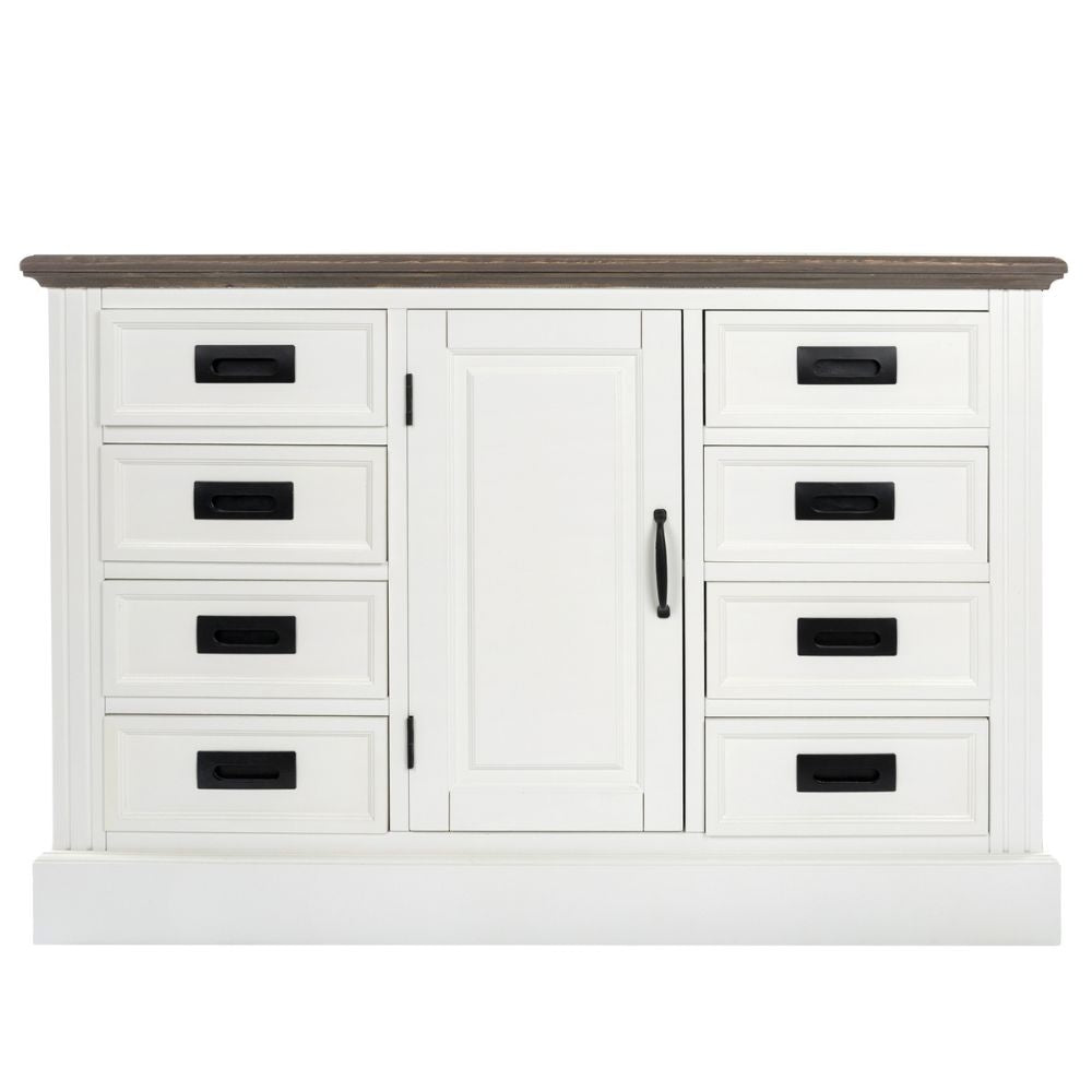 Edles Landhaus Sideboard CHALET 115cm weiss-braun Kommode