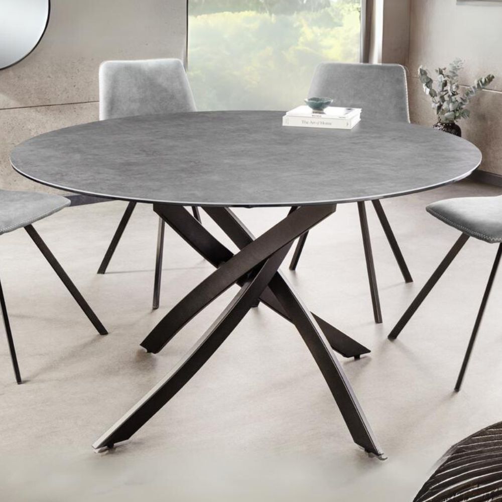 Design Esstisch AMICA 120cm anthrazit Beton-Optik Keramik