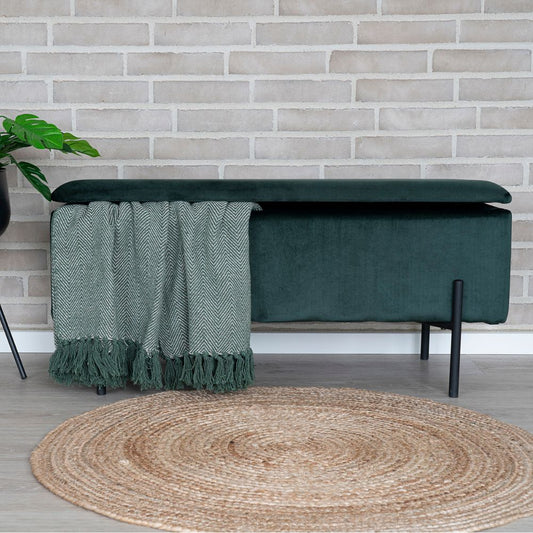 Elegante Bank NIZZA mit Stauraum 95cm Samtstoff grün