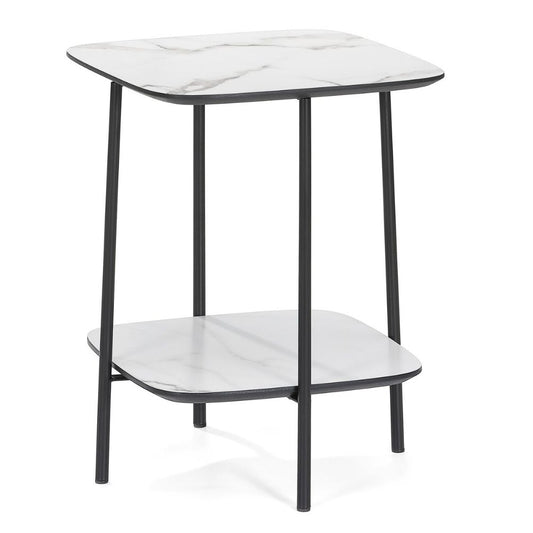 Design Beistelltisch MARMOL 55cm weiss-schwarze Marmor-Optik