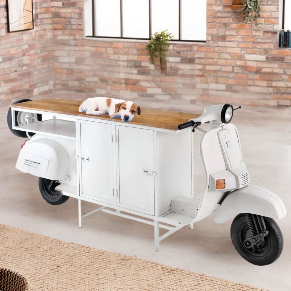 Retro-Bar Tresen Theke SCOOTER 250cm weiss – LebensWohnArt