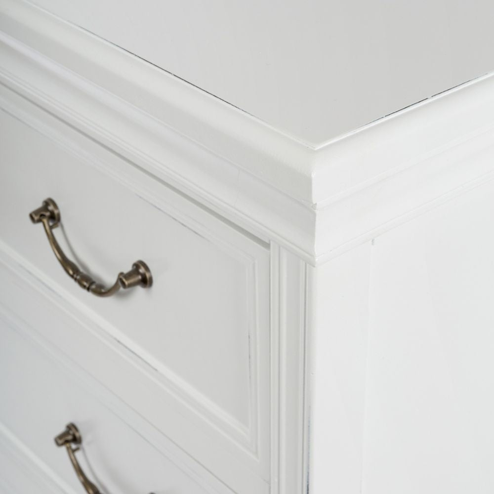 Romantische Kommode AMORE mit 5 Schubladen weiss H95cm Highboard